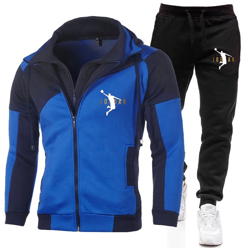 New Men's Jacket Tracksuits Casual Autumn Men Two Pieces Sets Zipper Hoodie Gyms Fitness High Quality Print Sportswear Suit Set