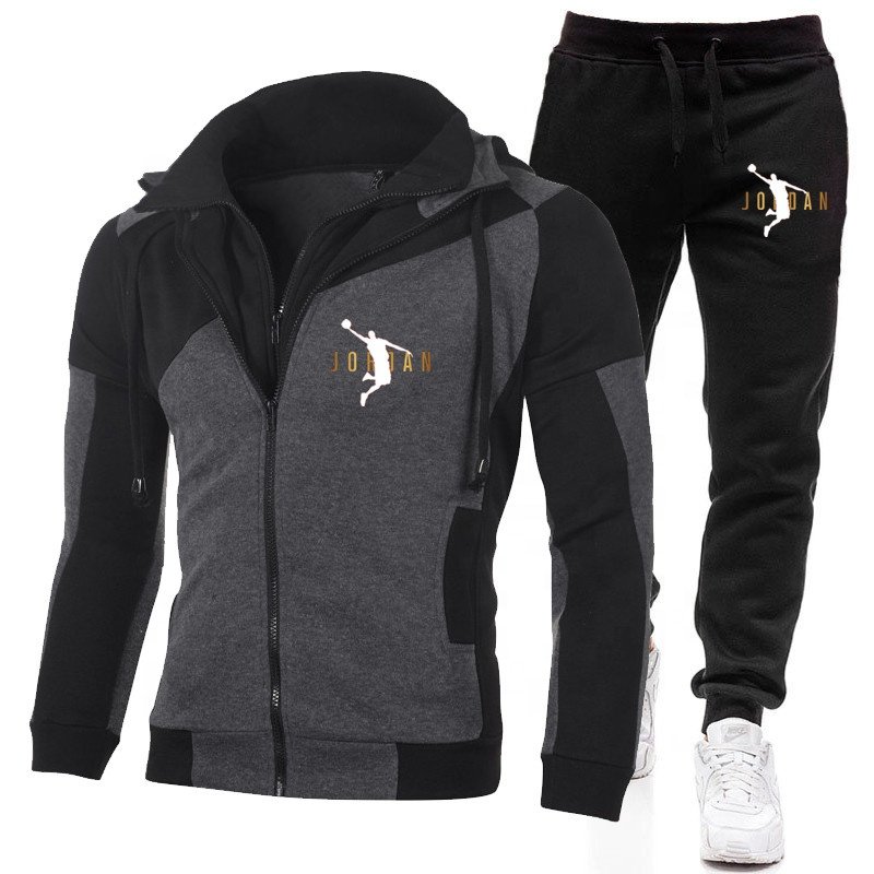 New Men's Jacket Tracksuits Casual Autumn Men Two Pieces Sets Zipper Hoodie Gyms Fitness High Quality Print Sportswear Suit Set