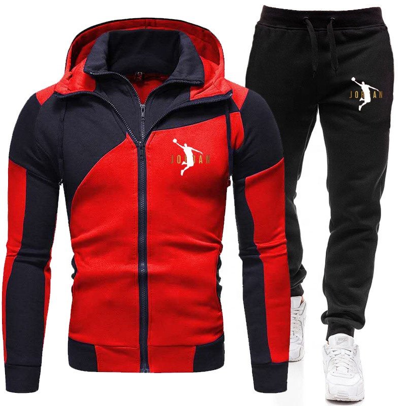New Men's Jacket Tracksuits Casual Autumn Men Two Pieces Sets Zipper Hoodie Gyms Fitness High Quality Print Sportswear Suit Set