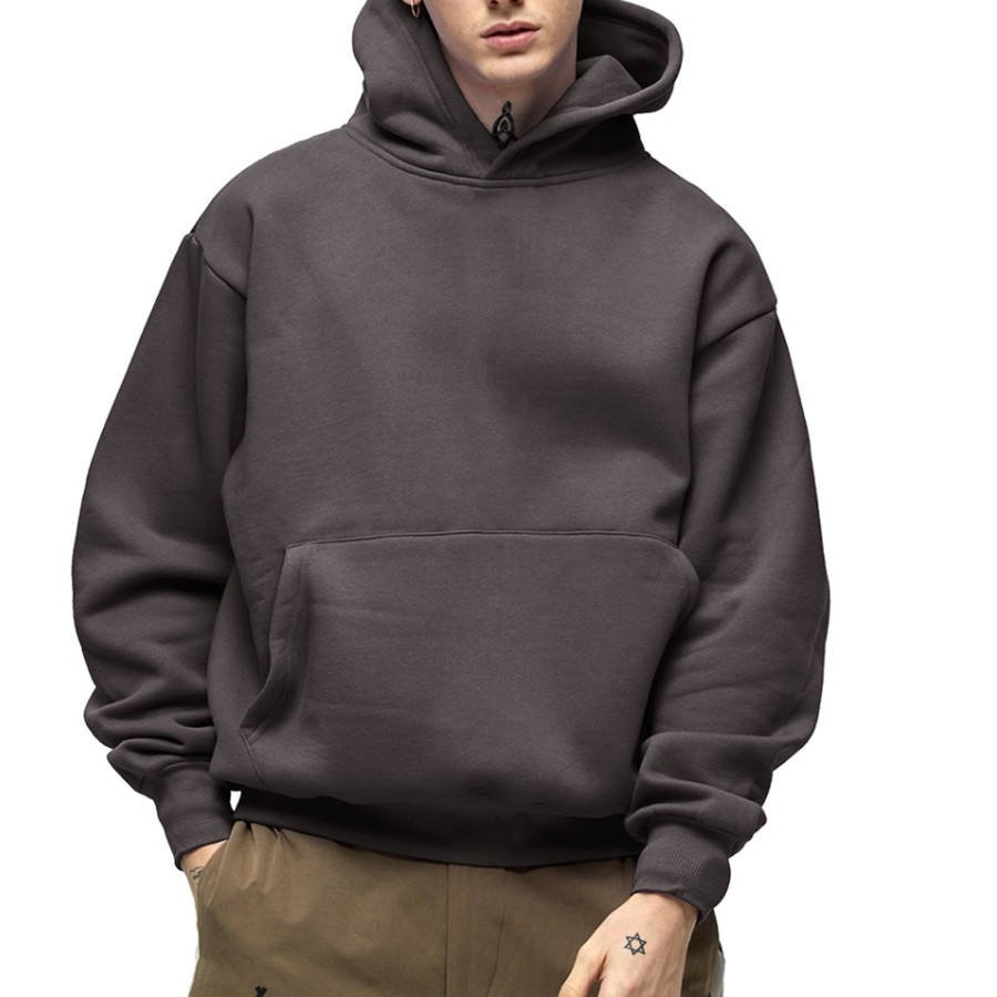 High Quality 500 GSM Cotton Thick Blank Plain Heavyweight Oversized Hoodies No String Unisex Custom Logo Plus Size Men's Hoodies