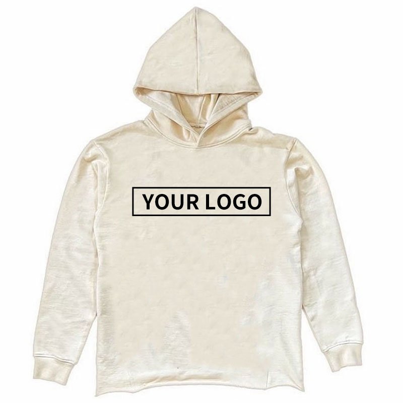 Premium Quality Unisex Cordless Raw Trim Streetwear Hoodie Custom Pullover Custom Logo Graphic Print Men's Hoodie