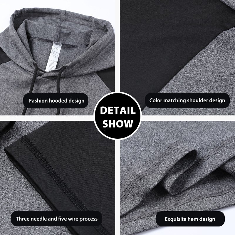 High Quality Training Long Sleeve T-Shirt Casual Quick-Drying Sportswear Fitness Men's Hoodie Manufacturers