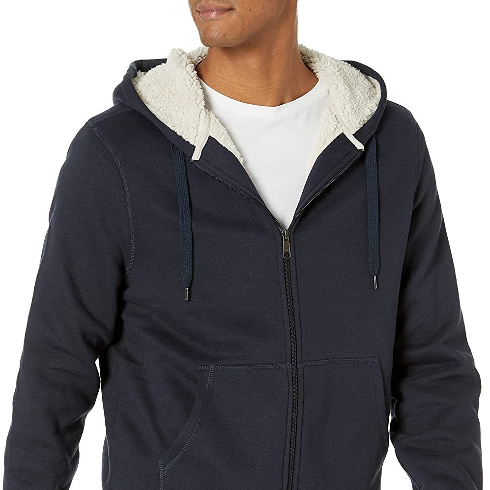 High Quality Men's Sherpa Lined Full-Zip Premium quality Wholesale Streetwear Print Unisex Plain Oversized Fleece Hoodie