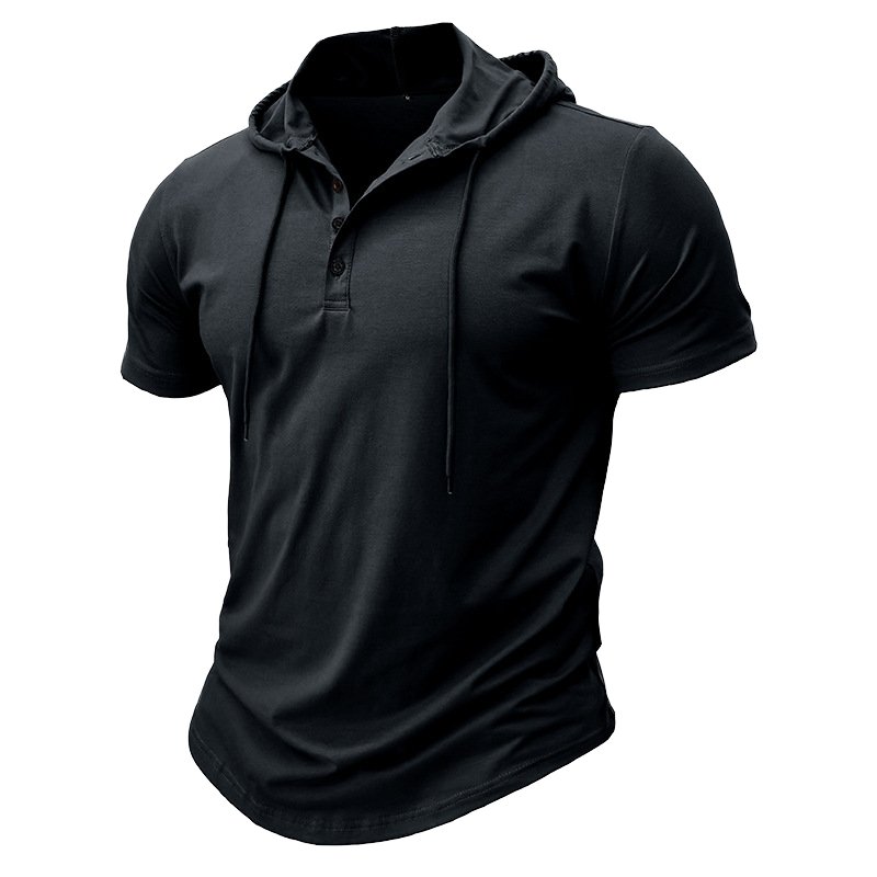 Custom logo Design cotton Polyester Plus Size hooded t-shirts short sleeves fit regular high quality hooded t-shirts OEM