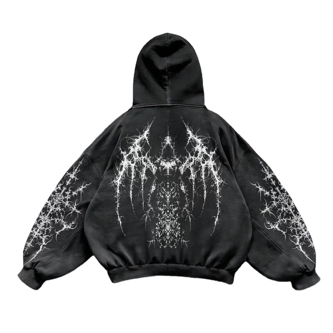 Factory Wholesale Streetwear Premium Quality Custom French Terry Cropped Boxy Fit DTG Printed Men's Hoodie 320Gsm 100% Cotton