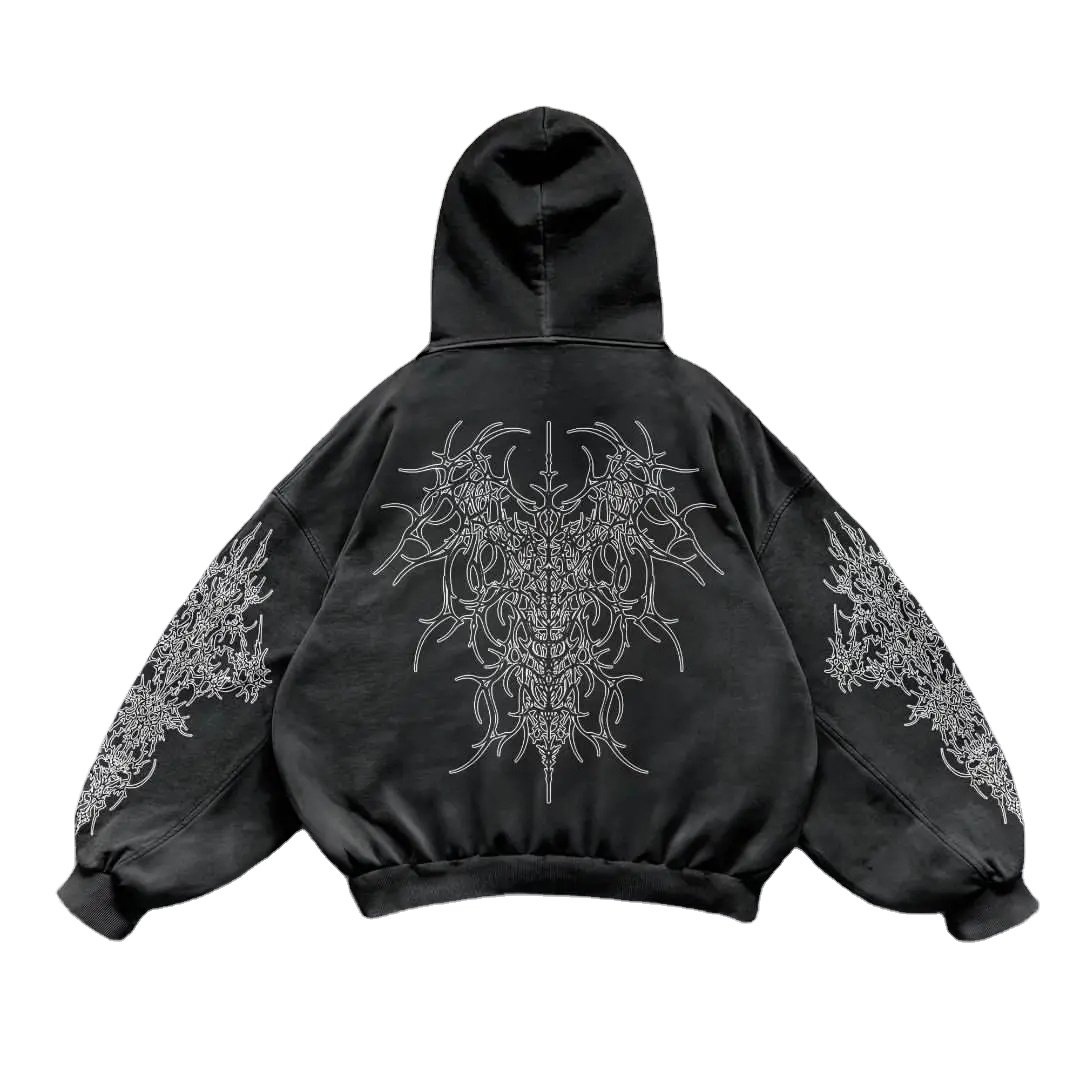 Factory Wholesale Streetwear Premium Quality Custom French Terry Cropped Boxy Fit DTG Printed Men's Hoodie 320Gsm 100% Cotton