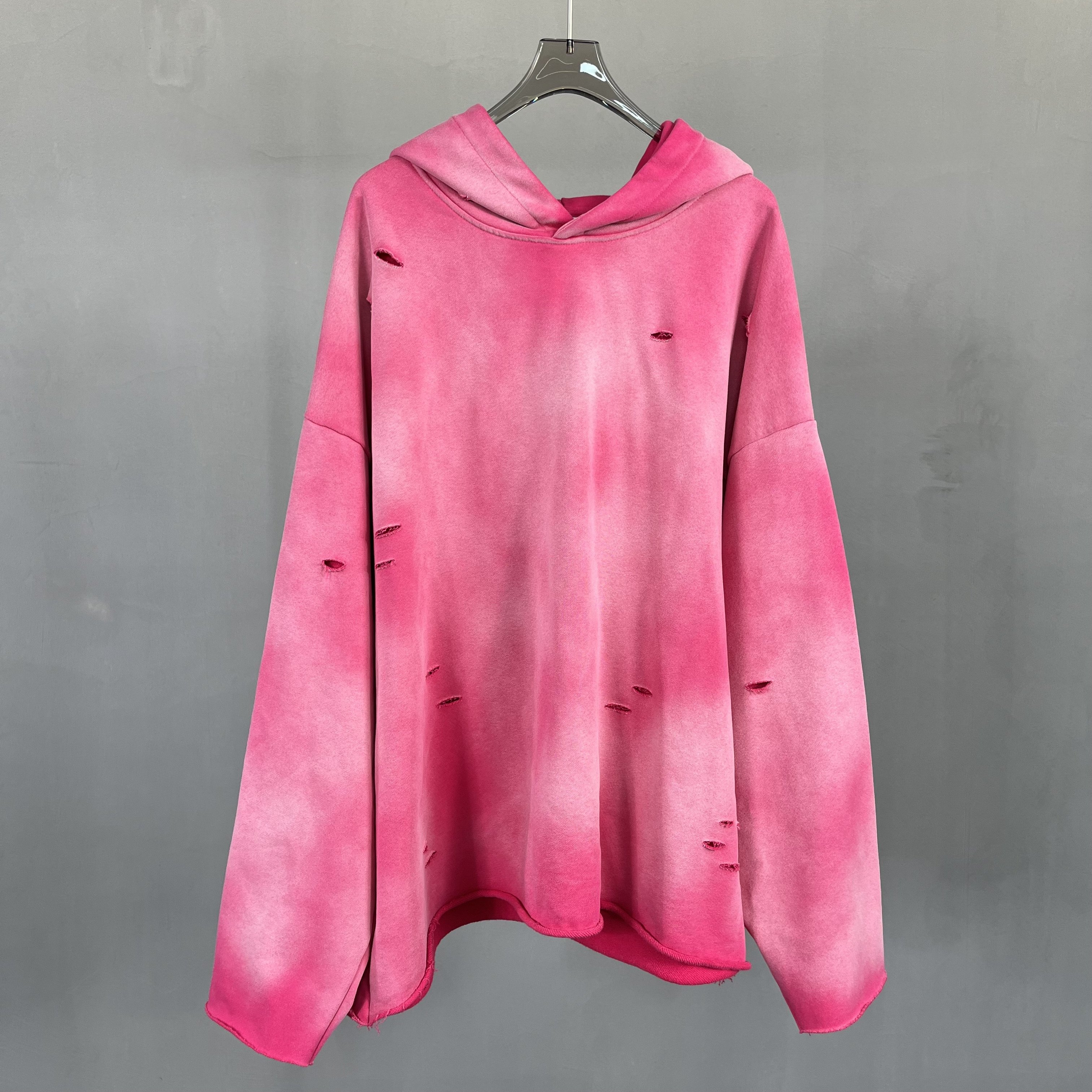 GYMPANDA Custom Logo Acid Wash Rhinestone Boxy Cropped Hoodie Men Sun Faded Patchwork Applique Distressed Embroidered Hoodie