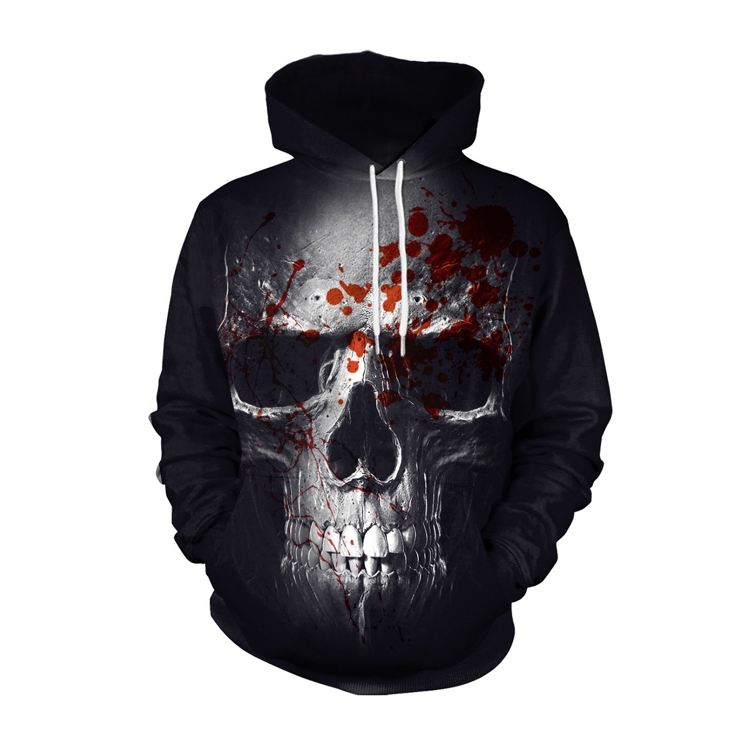 Oversized Streetwear skeleton clown sweatshirts french terry Cotton Acid Wash Hoodie Custom Vintage sublimation Men's Hoodies