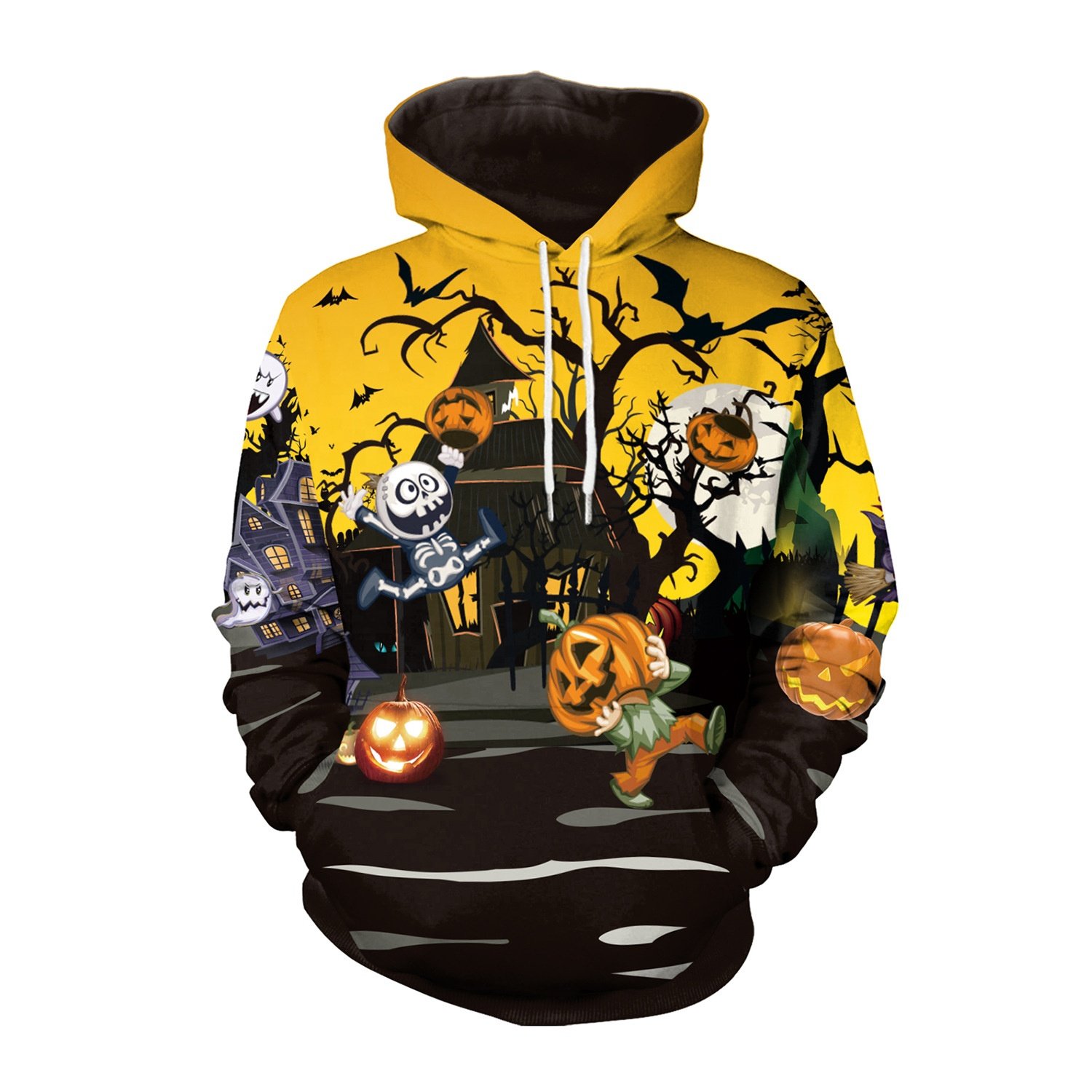Oversized Streetwear skeleton clown sweatshirts french terry Cotton Acid Wash Hoodie Custom Vintage sublimation Men's Hoodies
