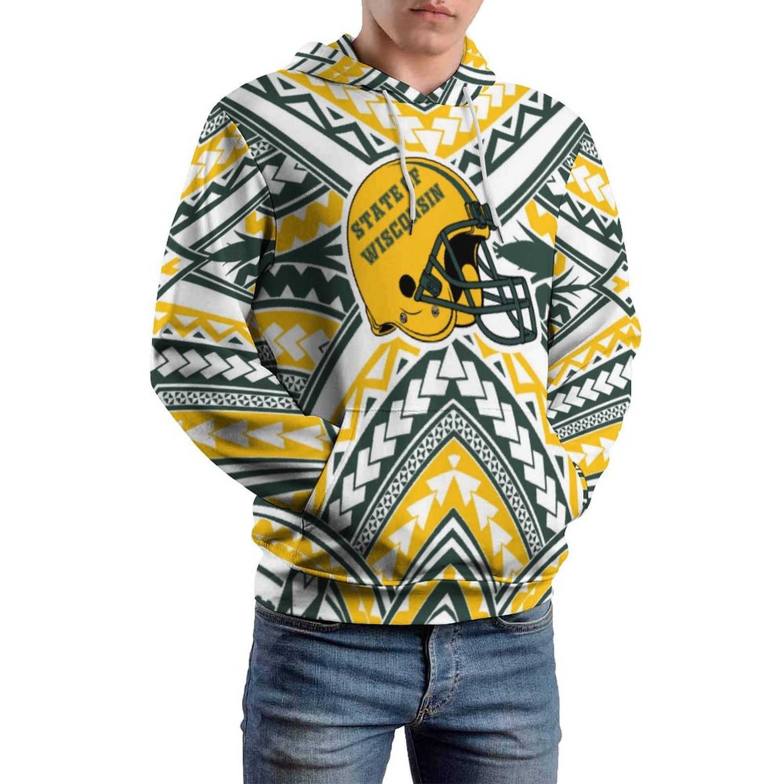 New American Football Men's Hoodies Sweatshirts Custom Team Logo Design Polynesian Tribal Style NFL Hoodies 1MOQ Pullover Hooded