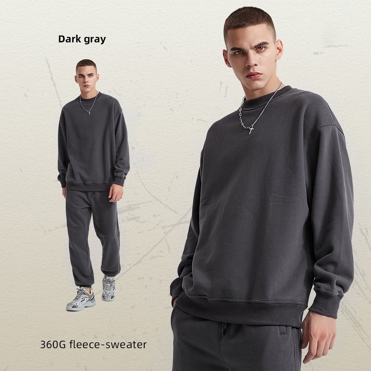 Classic Blank 100% Cotton Pullover Set Sportswear Custom Sweaters 350 Gsm Hoodies Loose Tracksuit For Summer Auttum