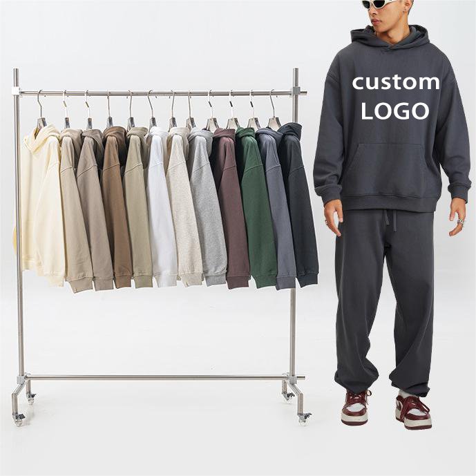 High Quality Hoodie No Drawstring Raw Hem Letter Silk Screen Printing Loose Casual Plus Size Drop Shoulder Boxy Fit Hoodie