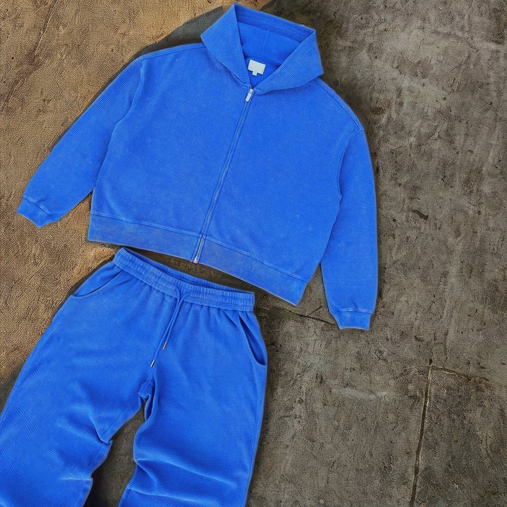 Manufacturers clothing custom unisex men's casual plain solid vintage wash hoody blank waffle boxy cropped zipper hoodies