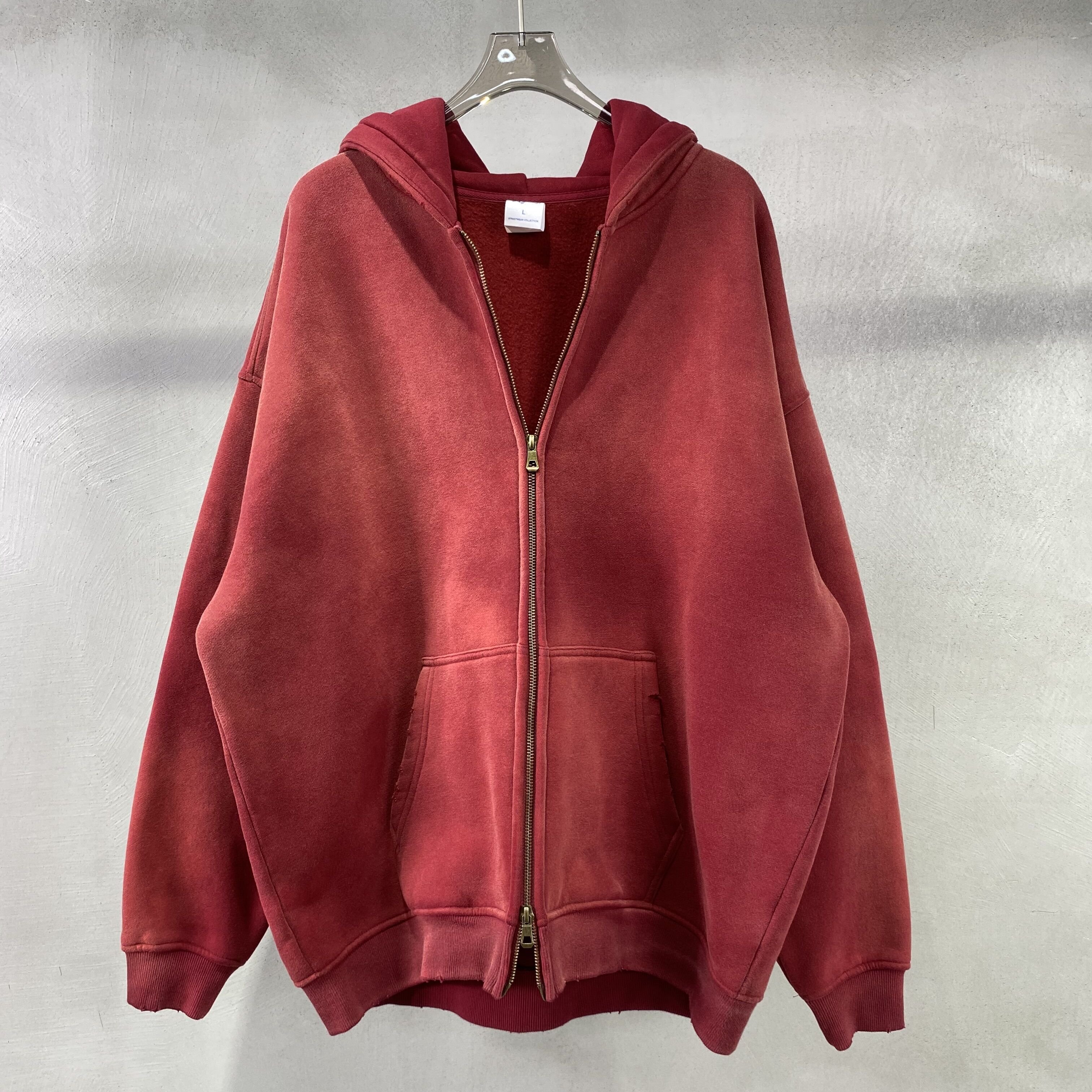 High Quality 100% cotton embroidery custom logo manufacturers zip up puff vintage wash print acid wash hoodie