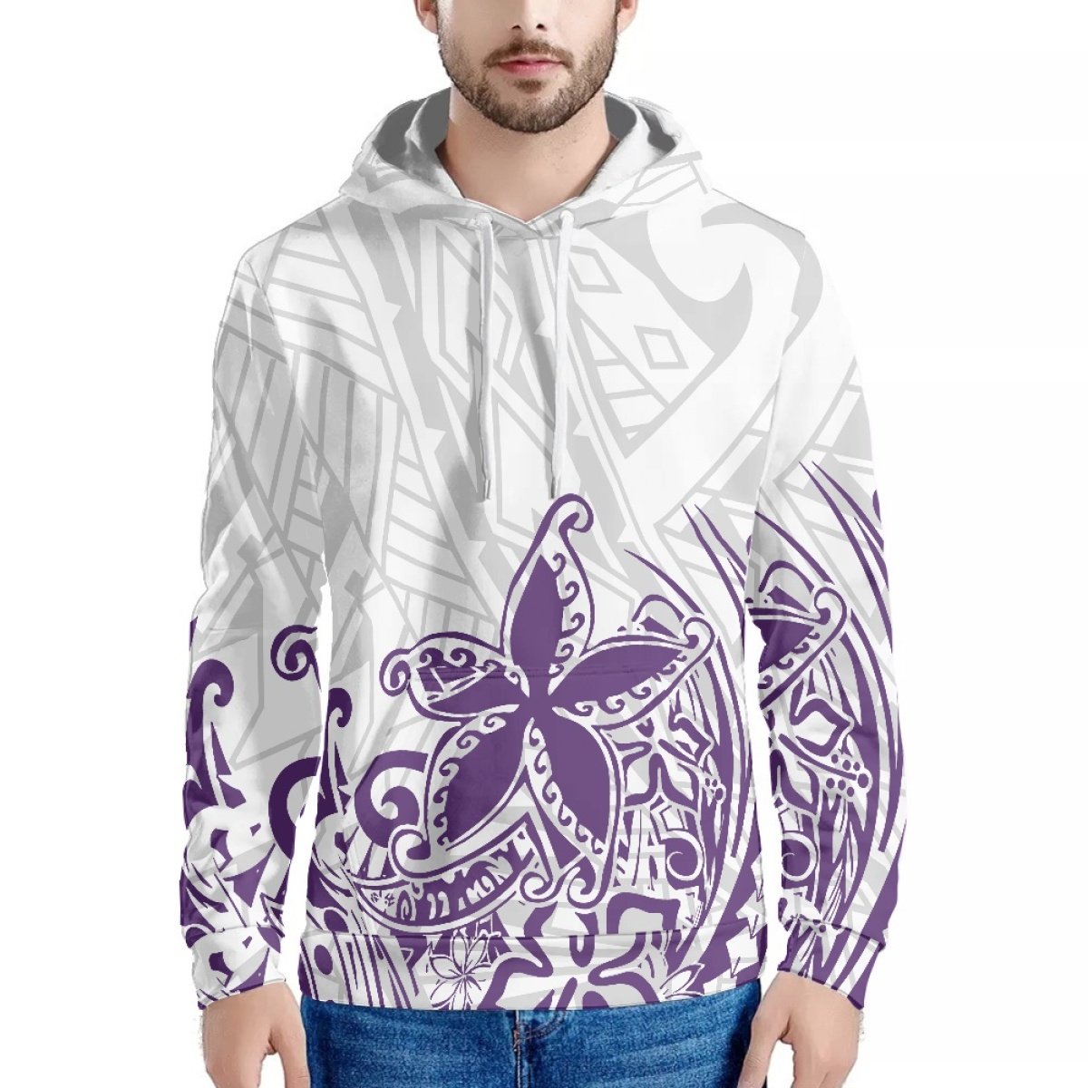 Best Selling Men's Polyester Sweatshirt Print On Demand Custom Polynesian Style Loose Casual Men's Hoodie