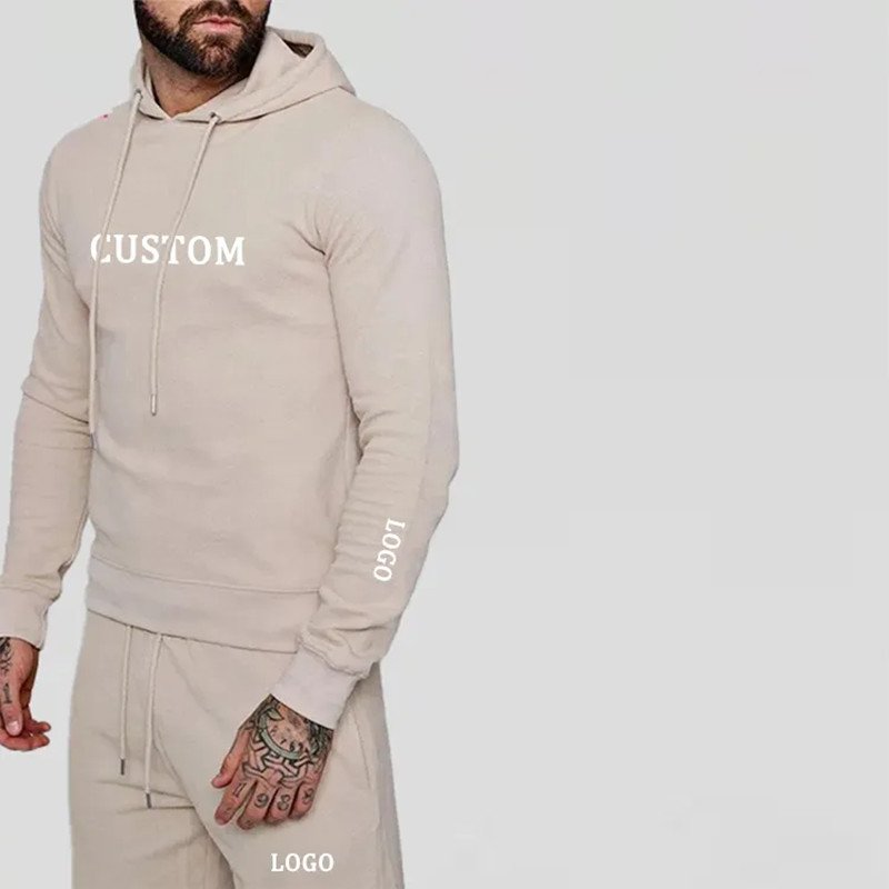 wholesale organic cotton hoodies custom logo two piece set men tracksuit shorts men's hoodies & sweatshirts