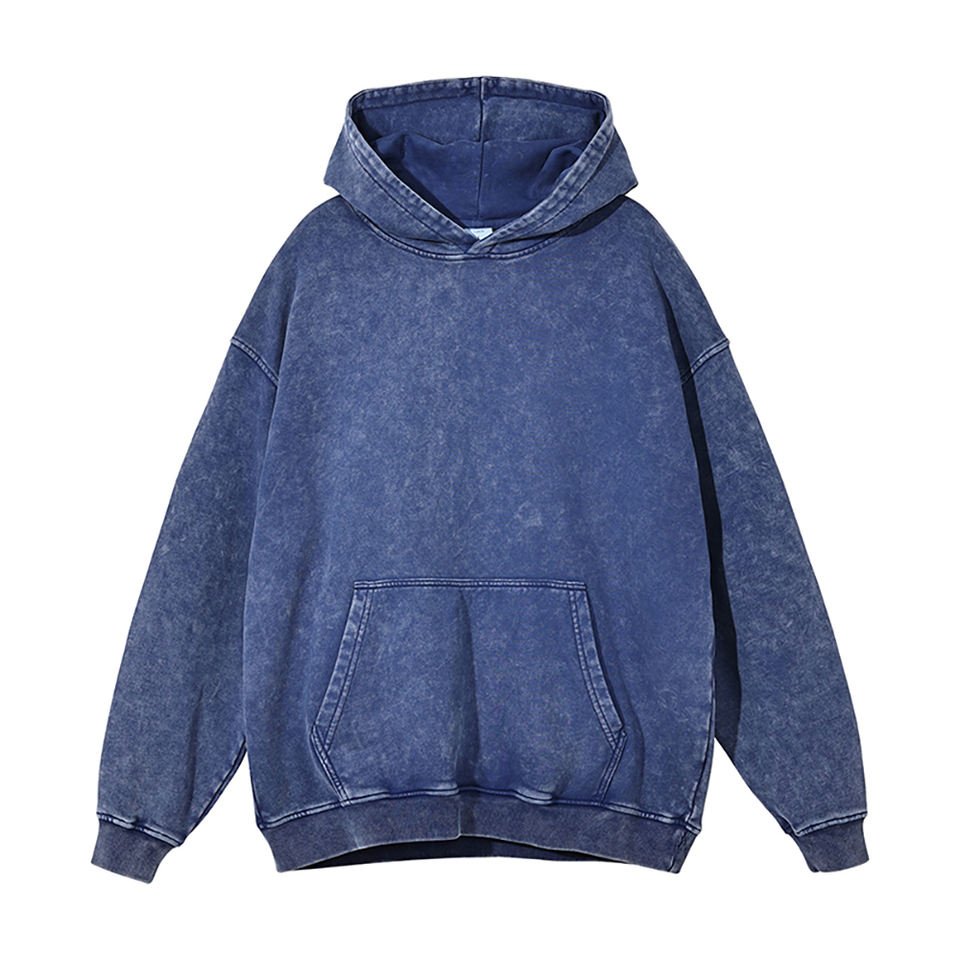 Oem Custom Acid Wash Heavyweight Hoodie Wholesale Men's Blank Patchwork Sleeve Oversized Streetwear Vintage Wash Men's Hoodie