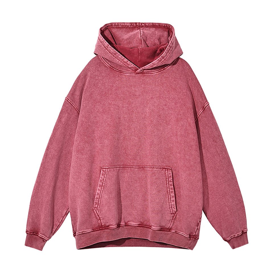 Oem Custom Acid Wash Heavyweight Hoodie Wholesale Men's Blank Patchwork Sleeve Oversized Streetwear Vintage Wash Men's Hoodie