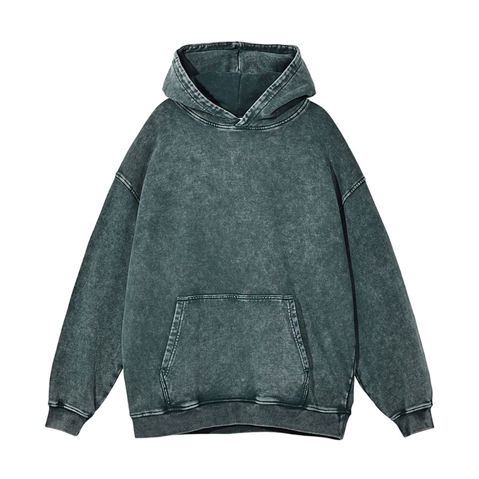 Oem Custom Acid Wash Heavyweight Hoodie Wholesale Men's Blank Patchwork Sleeve Oversized Streetwear Vintage Wash Men's Hoodie
