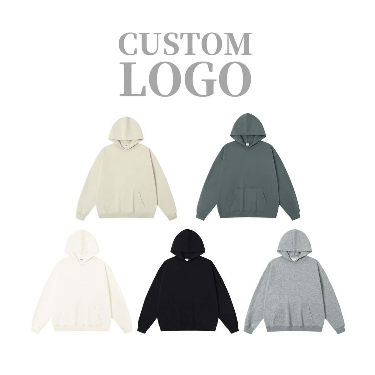 Unisex Cotton Pullover Hoodie Men's Wholesale Custom Print Embroidery Logo Puff Technics Hooded Collar without Drawstring