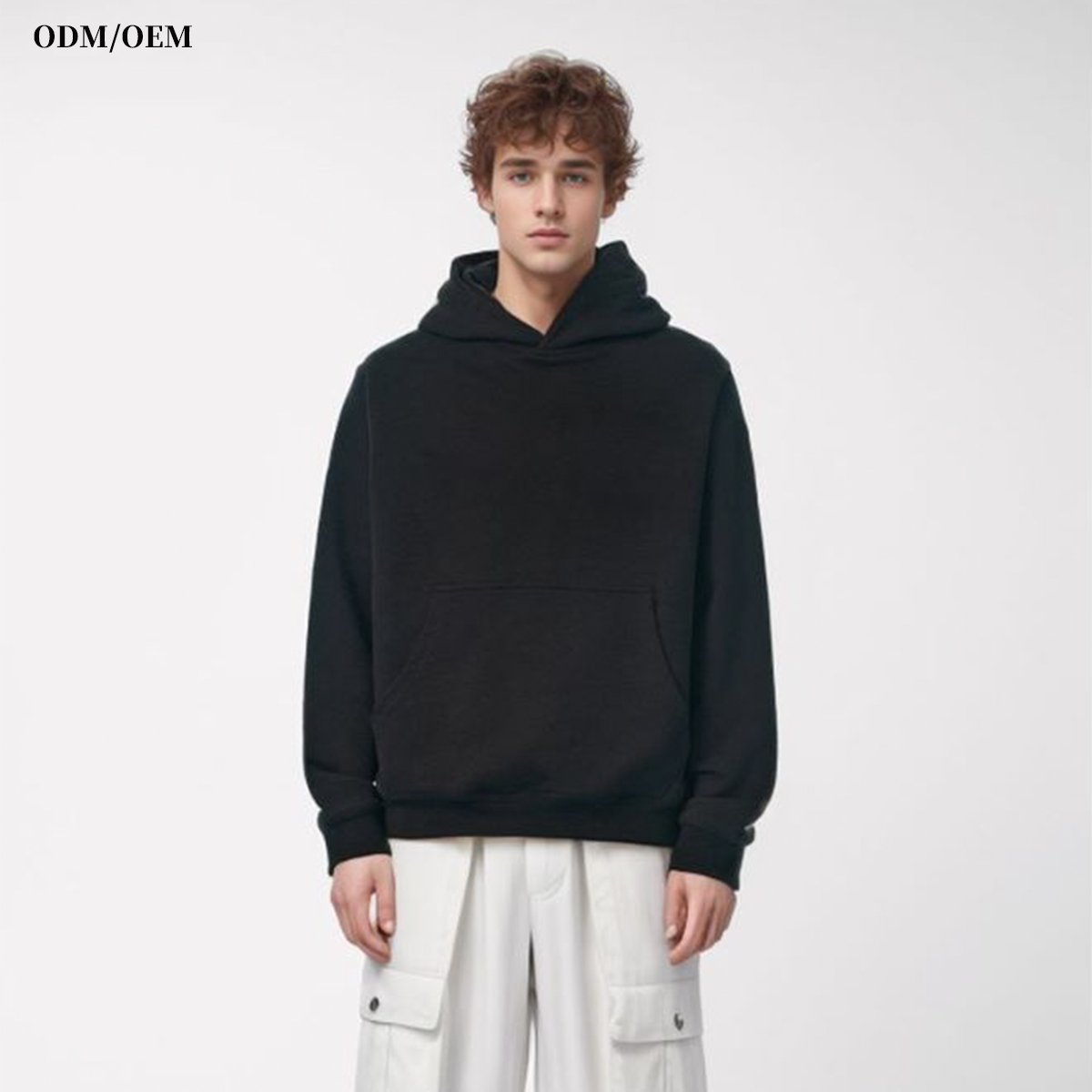 Unisex Cotton Pullover Hoodie Men's Wholesale Custom Print Embroidery Logo Puff Technics Hooded Collar without Drawstring