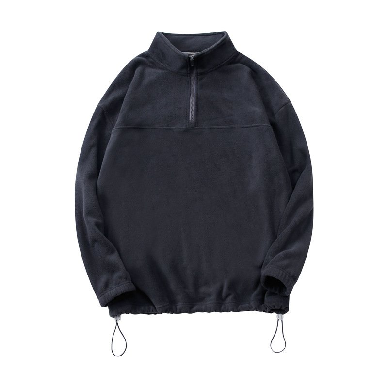 2023 custom high quality men's polar fleece hoodies quarter zip stand collar sweatshirt pullover plain hoodies