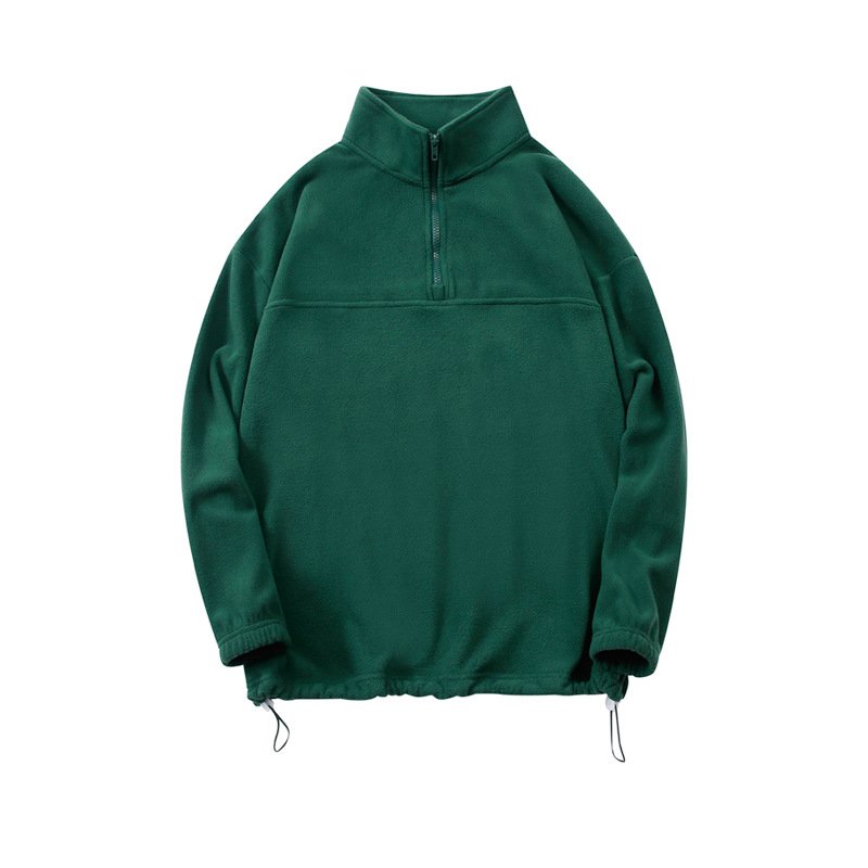 2023 custom high quality men's polar fleece hoodies quarter zip stand collar sweatshirt pullover plain hoodies