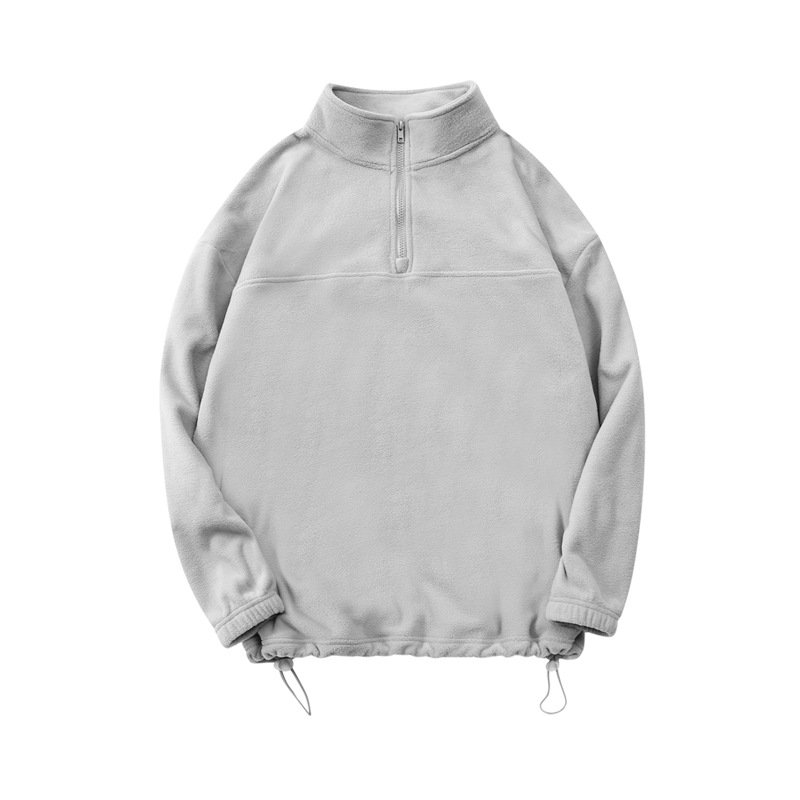 2023 custom high quality men's polar fleece hoodies quarter zip stand collar sweatshirt pullover plain hoodies