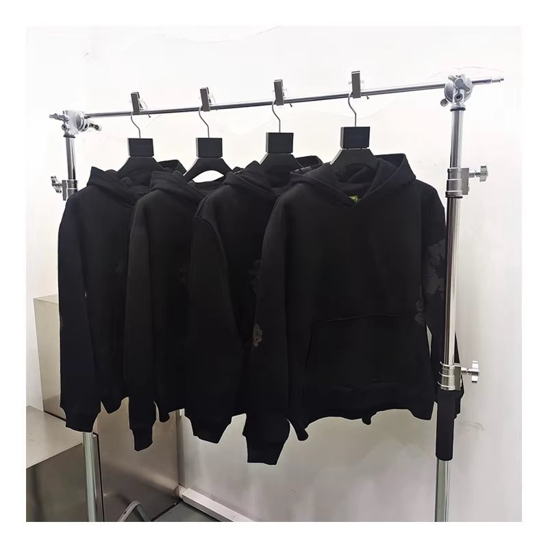Top Quality 100% Cotton Men's Clothing Hoodies Sweatshirts Streetwear Tracksuits Denim Puff Printing Teares Hoodie for Men
