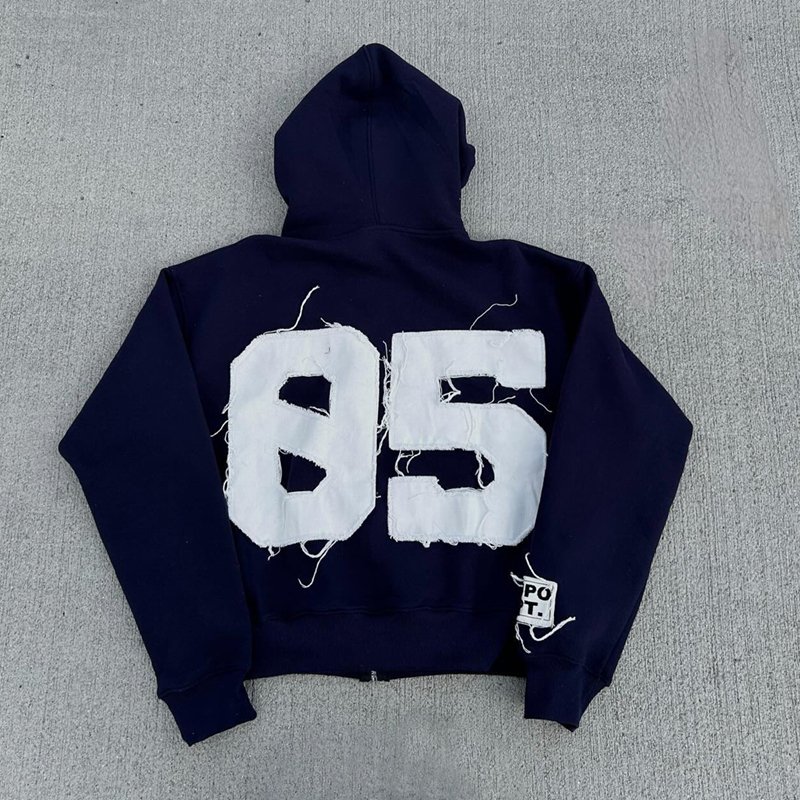 Custom Hoodie Manufacturers Custom Streetwear Cut And Sew Zip Up Applique Hoodie Distressed Embroidery Patch Acid Wash Hoodies