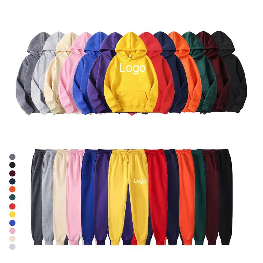 training&jogging wear two piece set hoodies custom pink tracksuit 100% cotton men french terry blank sweatsuit