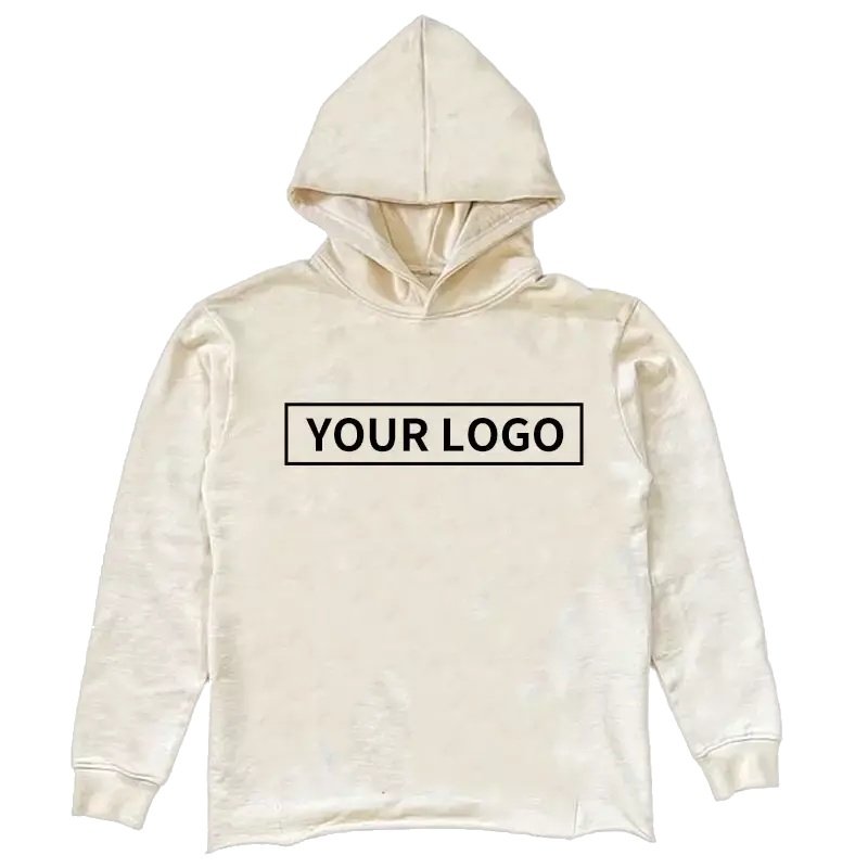 custom french terry cropped puff print hoodie 3d logo puff printing raw hem men's hoodies & sweatshirts