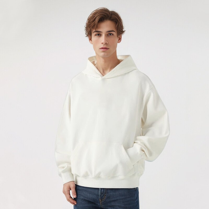 High Quality 100% Cotton Thick Blank Plain Heavyweight No String Oversized Hoodies Unisex Custom Logo Plus Size Men's Hoodies