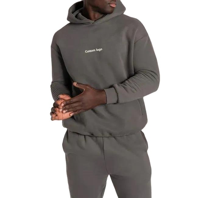 Hot sell french fleece high quality hoodies custom logo pullover solid hooded plus size men's hoodies