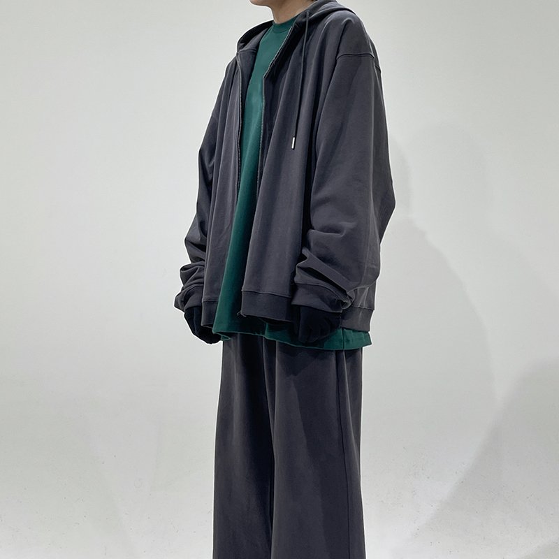 100% Cotton Custom Oversized Heavyweight Drop Shoulder Zipper Hoodie And Sweatpants Set Men's Hoodie Suit