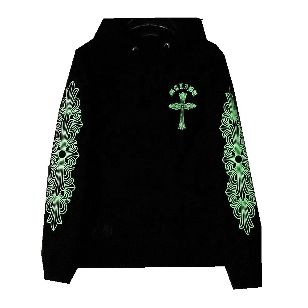 Custom Logo Glowing in the Dark Printing Unisex Hoodie 100% Cotton Heavyweight Hoodie men's clothing