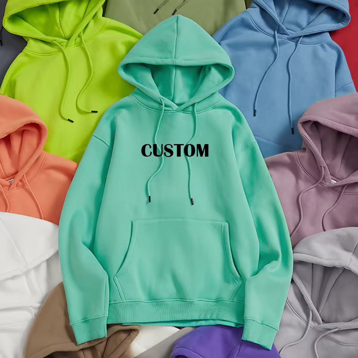 High Quality Custom Logo hooded pullover sweatshirt premium heavy fleece oversized hoodie men's hoodies