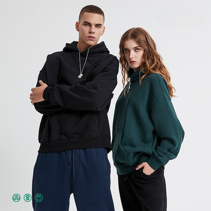 High quality Patchwork cropped boxy fitcustom logo 400G 100% cotton heavyweight Fleece Blank Oversized Plus Size Men'S Hoodies