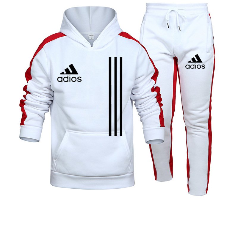 New Fashion Brand Sweater Set Men's European and American Foreign Trade Large Size Printed Striped Hoodie for Men and Women
