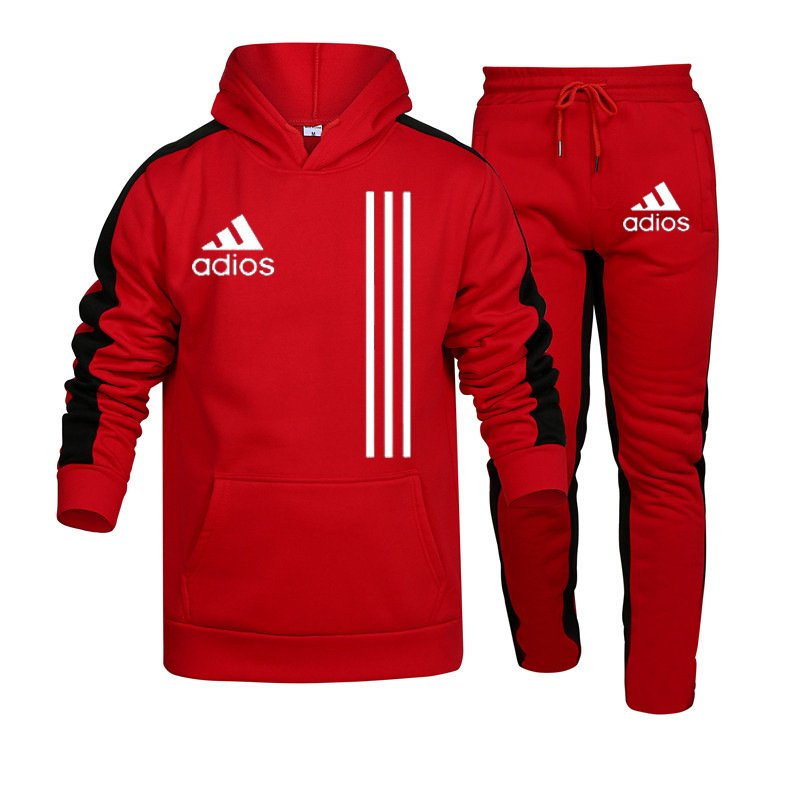 New Fashion Brand Sweater Set Men's European and American Foreign Trade Large Size Printed Striped Hoodie for Men and Women