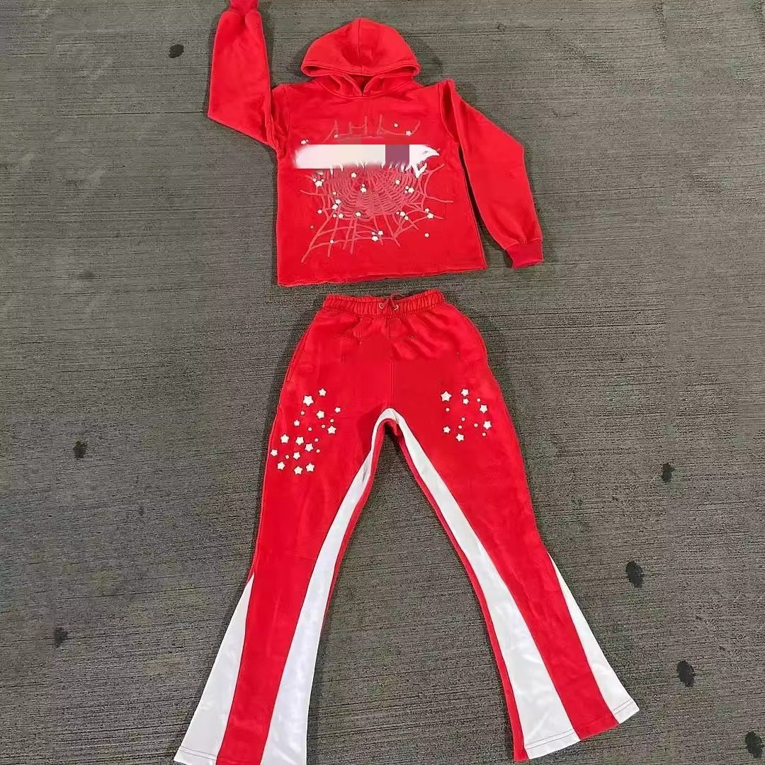Tech Fleece Spiderweb Sweats Cotton Jogger Suit Oversized Hoodies Set Sweatsuits Puff Printing Tracksuits For Men