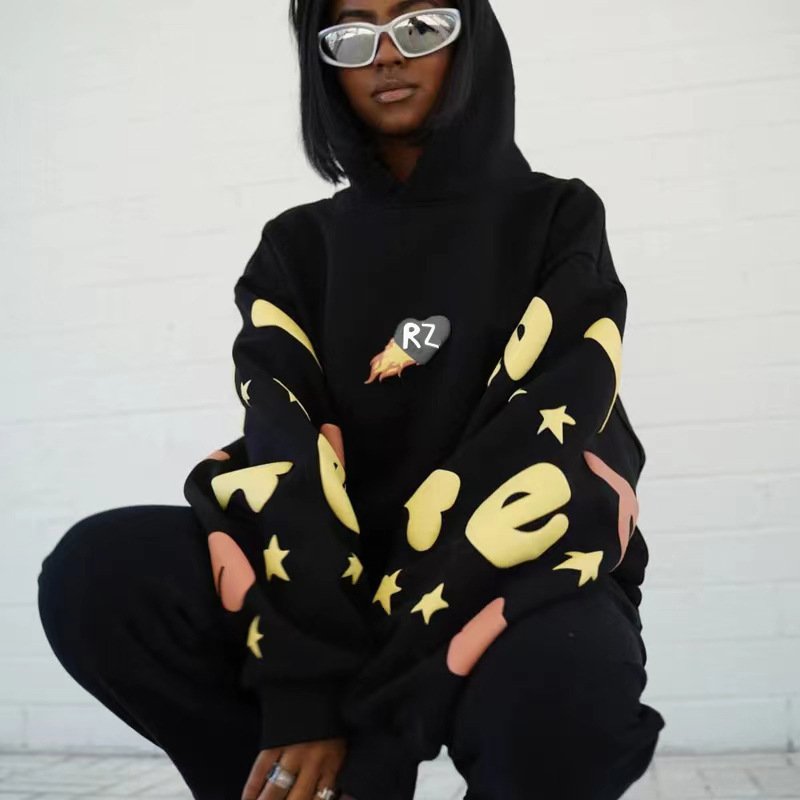 Custom Streetwear Hip Hop 100% Cotton Heavy Weight Puff Printing Hoodie Oversized Wholesale Men Pullover Unisex Hoodie