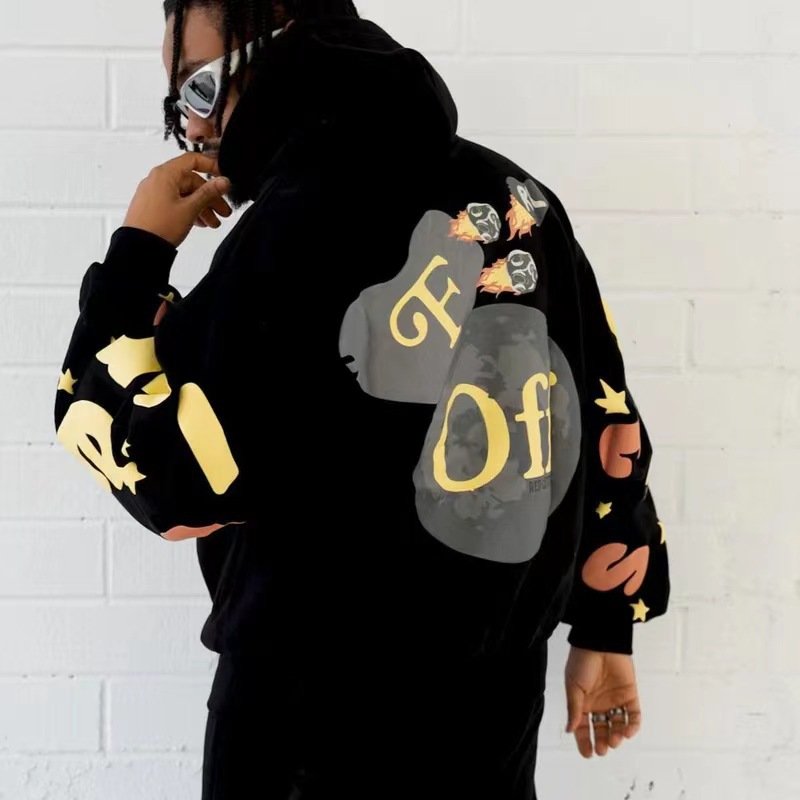 Custom Streetwear Hip Hop 100% Cotton Heavy Weight Puff Printing Hoodie Oversized Wholesale Men Pullover Unisex Hoodie