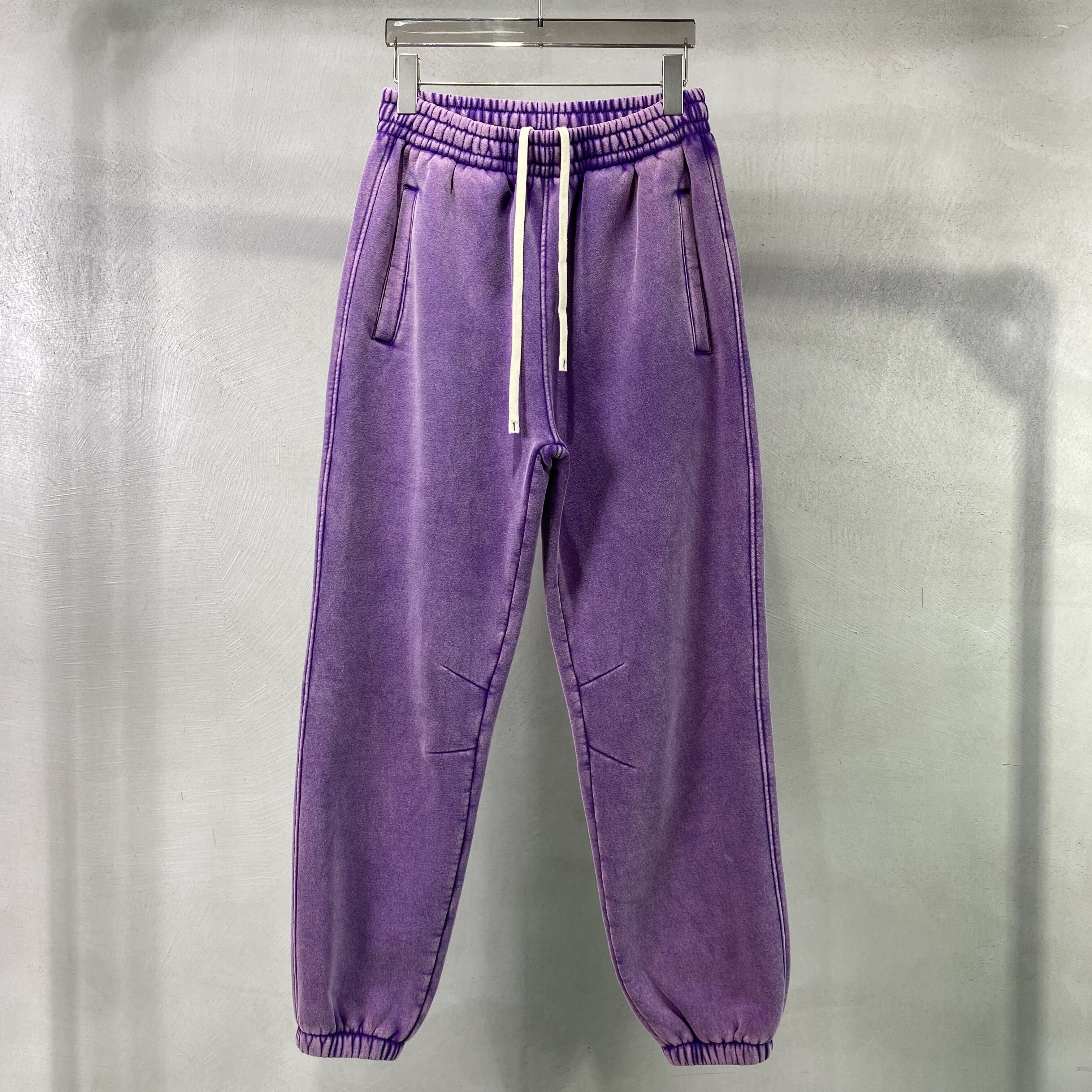 Men's double zipper hoodie hooded sweatshirt long pants spray dyed and washed to make old men's suit