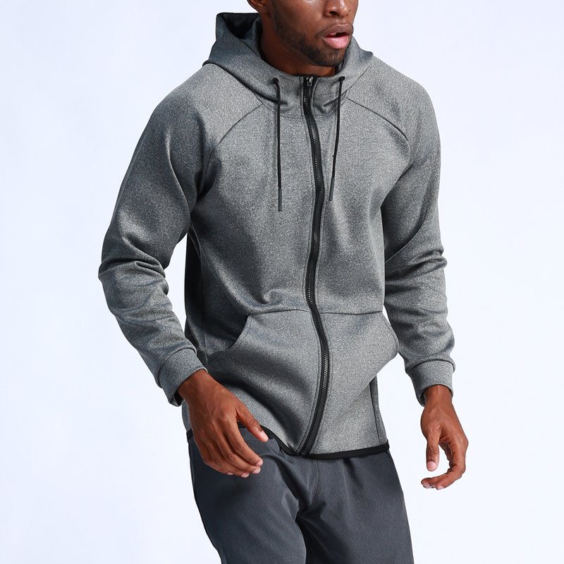 wholesale plain high quality full zip up training fitness sports hoodie clothing custom logo men's hoodies & sweatshirts