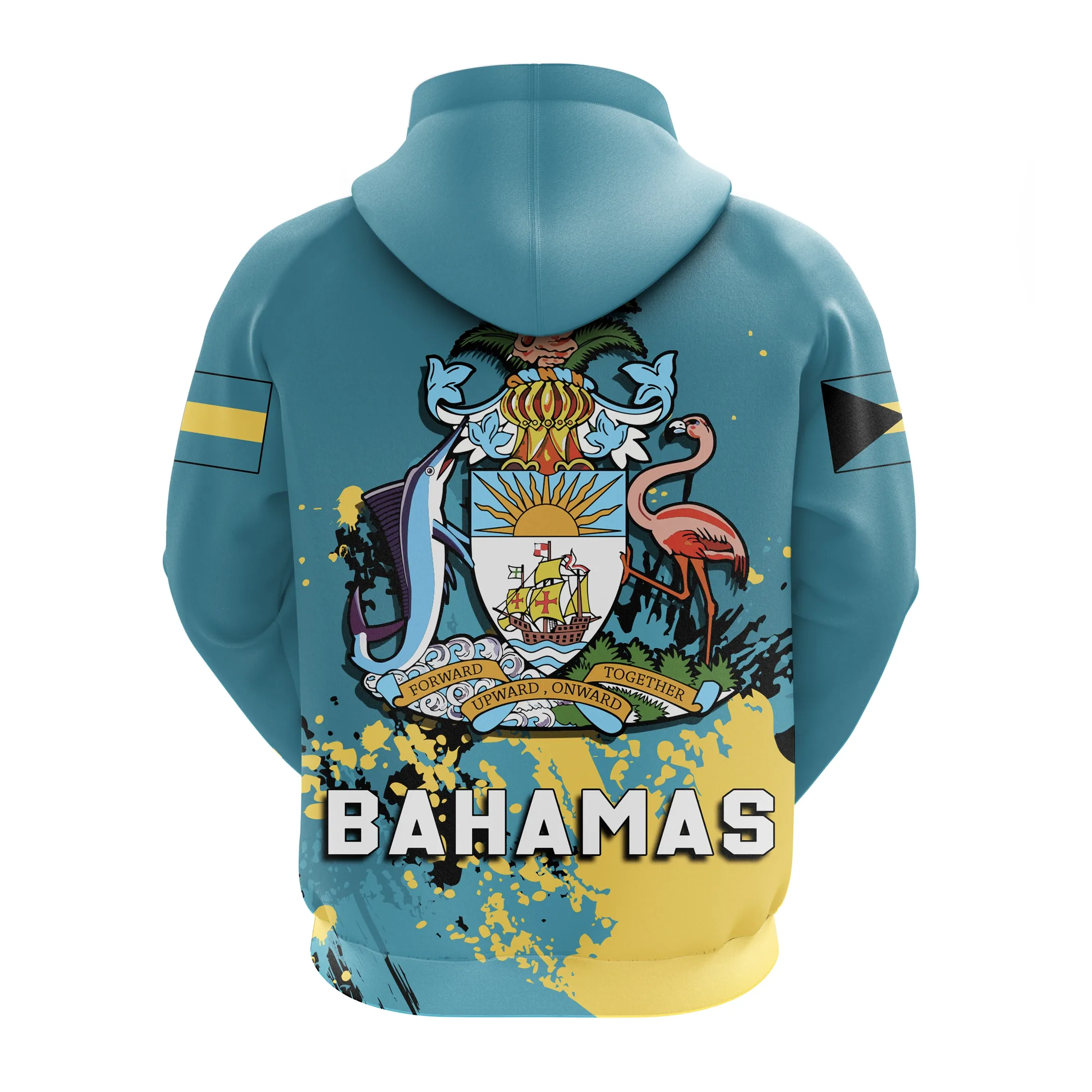 Bahamas Coat Of Arms Hoodie Quarter Style-Men Sweatshirts Bahamas Flag Print Autumn Winter Warm Hoodie Men's Pullover Hoodies