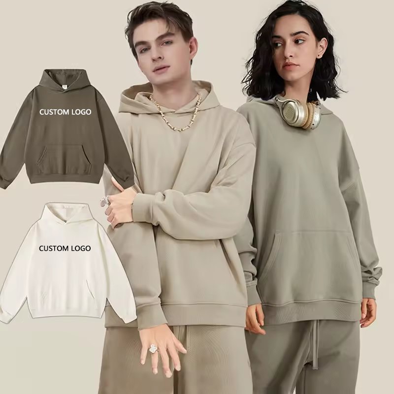 High Quality Custom logo Men's Heavy weight 500gsmSweatshirt Pullover No String Thick Fleece Oversized Hoodies