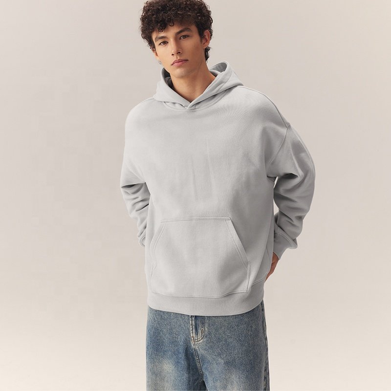 Good Quality Cotton Oversize Hoodies Unisex Heavyweight Fleece Drop Shoulder Plain Blank Custom Grey Men's Hoodies & Sweatshirts