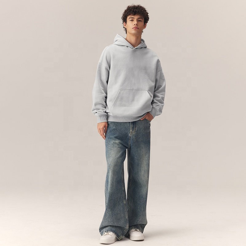 Good Quality Cotton Oversize Hoodies Unisex Heavyweight Fleece Drop Shoulder Plain Blank Custom Grey Men's Hoodies & Sweatshirts