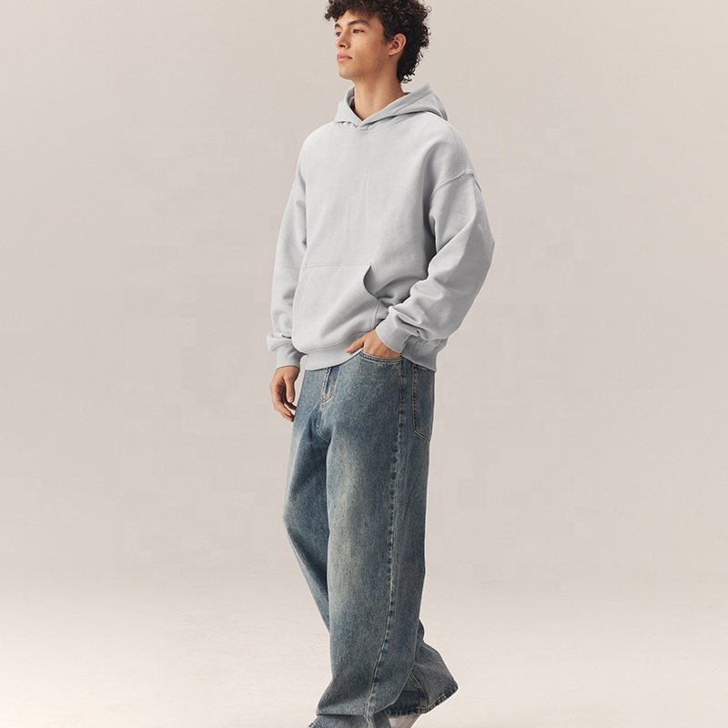 Good Quality Cotton Oversize Hoodies Unisex Heavyweight Fleece Drop Shoulder Plain Blank Custom Grey Men's Hoodies & Sweatshirts